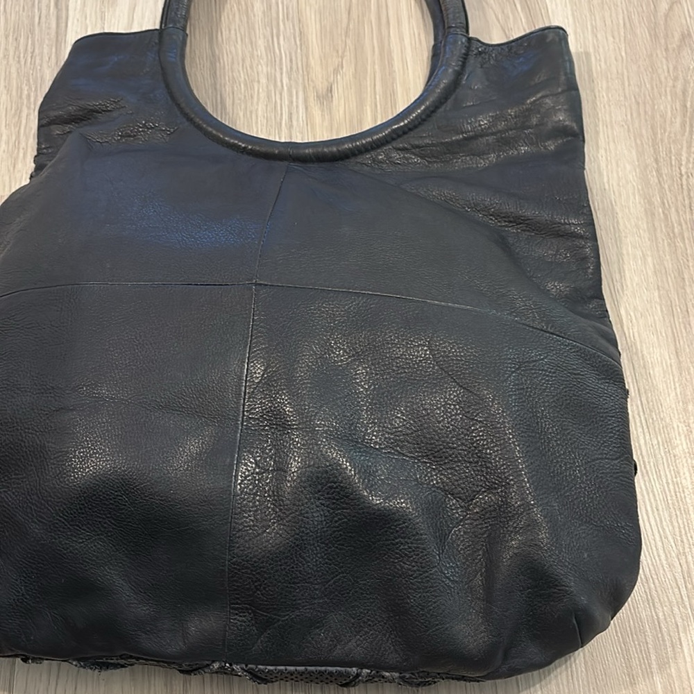Anthropologie Illona Lattice‎ Black Leather Shoulder Bag - Picture 9 of 15
